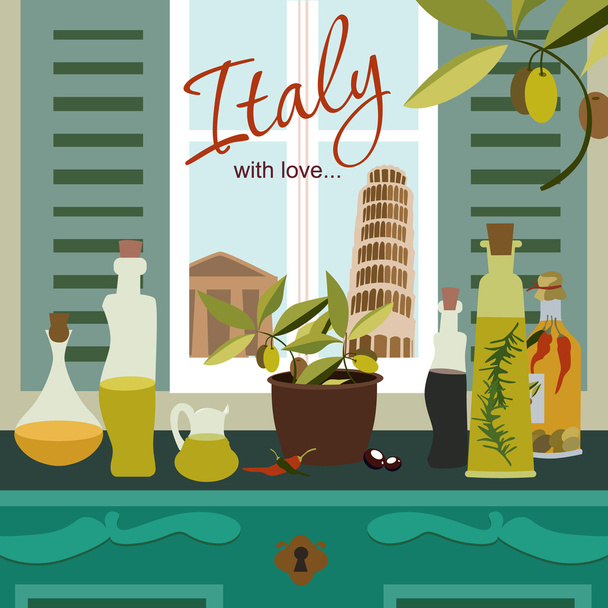 Italy card - Vetor, Imagem