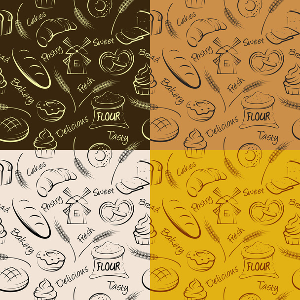 Vector hand drawn pastries seamless pattern - Vector, Image