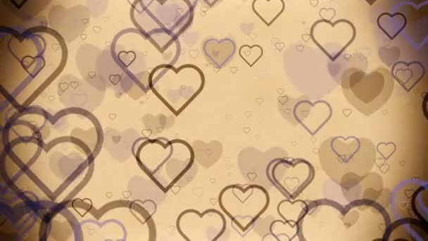 Abstract Hearts on a light brown vintage background - Footage, Video