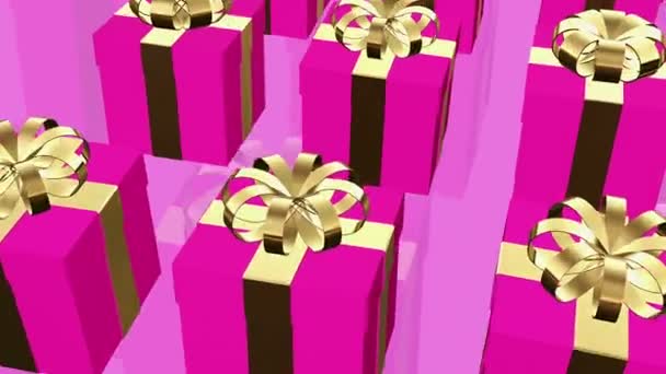 dunkelrosa Geschenkboxen auf rosa Hintergrund - Filmmaterial, Video