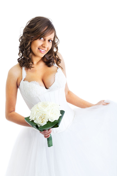 Young bride with wedding bouquet - Zdjęcie, obraz