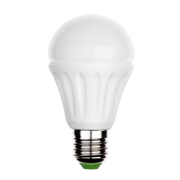 LED light bulb with e27 ceramic socket Isolated on white - Photo, Image