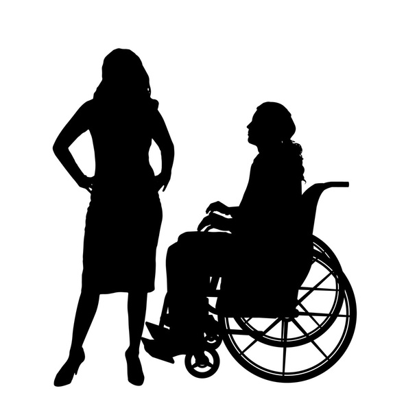 Muž na invalidním vozíku s holkou. - Vektor, obrázek
