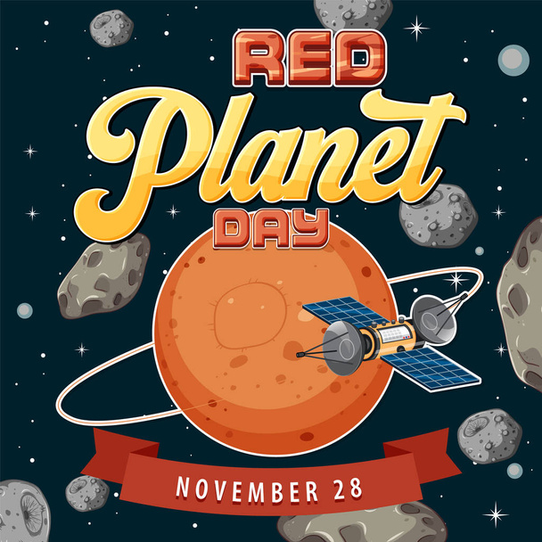 Plantilla de cartel Día Planeta Rojo ilustración - Vector, Imagen