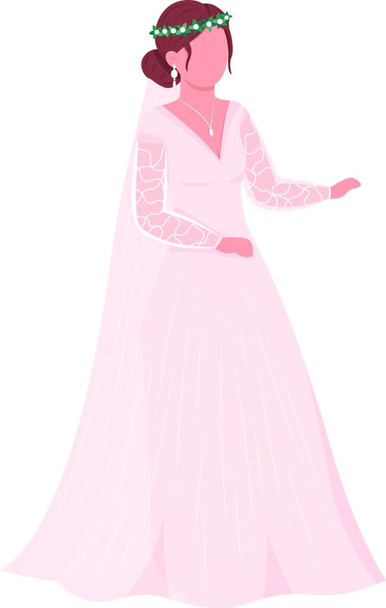 Elegáns menyasszony ruha félsík színű vektor karakter - Vektor, kép