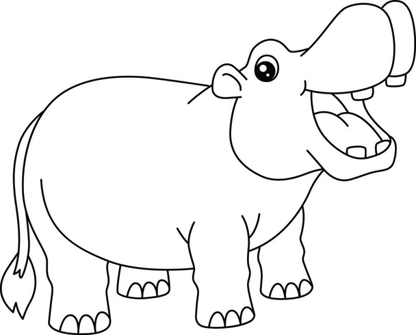 Hippopotamus Coloring Page Απομονωμένη για Παιδιά - Διάνυσμα, εικόνα