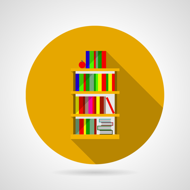 Flat vector icon for bookshelf with colorful books - Vektör, Görsel