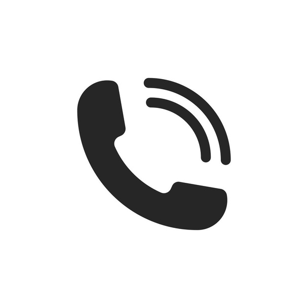 Icono negro del auricular sonando. Símbolo minimalista de comunicación y soporte dibujado por conexión para diseño de vectores de conversación web - Vector, Imagen