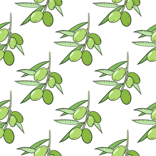 "Olives hand drawn seamless pattern" - Vector, imagen