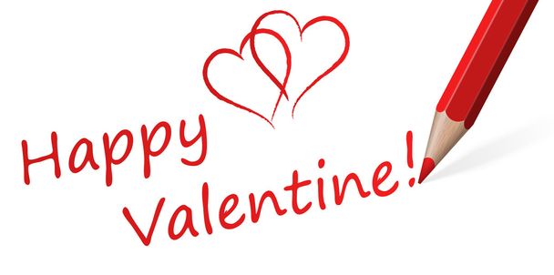 Pencil with Text Happy Valentine! - Vector, Image