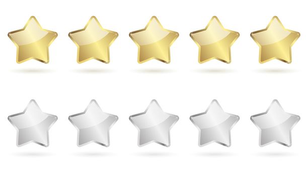 5 つ星の評価 - 金と銀 - ベクター画像