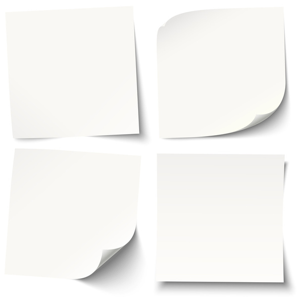 Λευκές αυτοκόλλητες σημειώσεις με διαφορετικές σκιές - Διάνυσμα, εικόνα