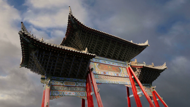 Вхід до буддійського храму - xian (антиросійські, Сіань), в провінції Шеньсі, Китай - Кадри, відео