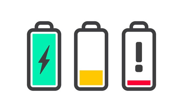  Battery Level Indicators Vector Icon Set - Vector, Image