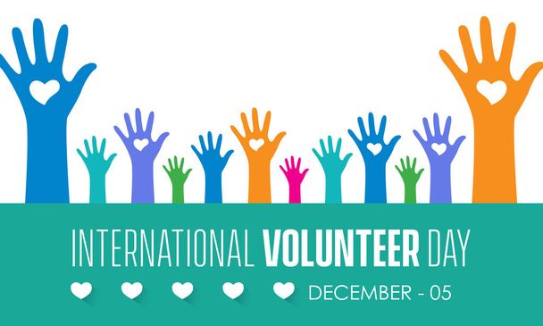 Vektorikuvauksen suunnittelukonsepti kansainvälisestä vapaaehtoispäivästä havaittu 5. joulukuuta - Vektori, kuva