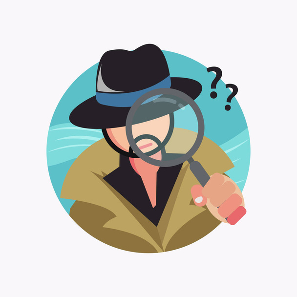 Detective and magnifying glass, searching icon concept design vector illustration - Vektör, Görsel