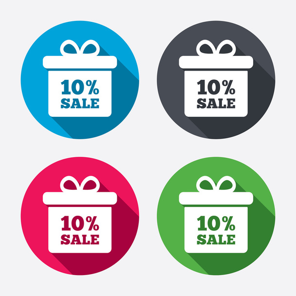 10 percent sale gift box - Vector, afbeelding