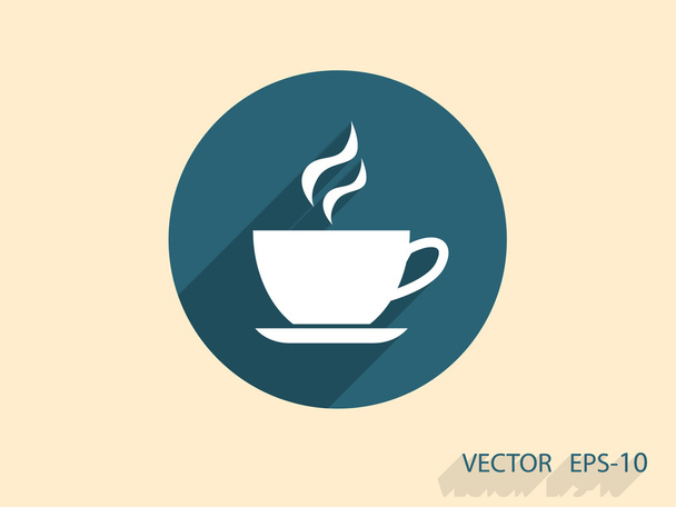 Flat long shadow Cup of hot drink icon, vector illustration - Vector, Imagen