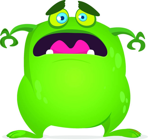 "Gruseliges Zeichentrickmonster. Vektorgrafik grünes Monster. Halloween-Design" - Vektor, Bild