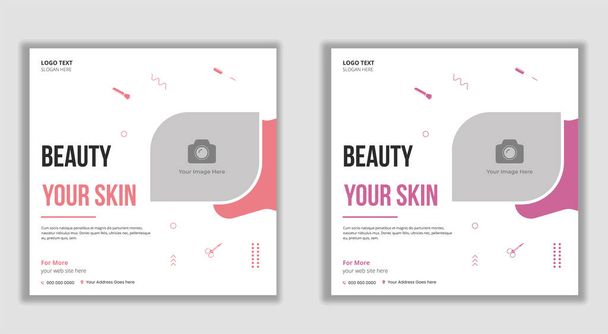 Σαλόνι ομορφιάς και spa care social media και web banner πρότυπο - Διάνυσμα, εικόνα
