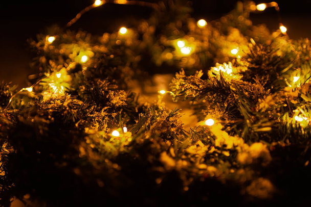 christmas wreath with lights for door. - Fotó, kép
