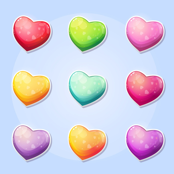 Set of hearts for a computer game Valentine's Day - Vetor, Imagem