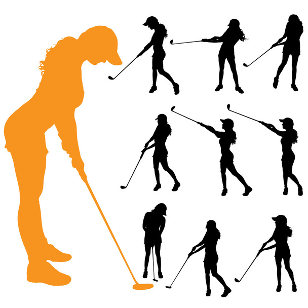 A nők, akik golfozni. - Vektor, kép