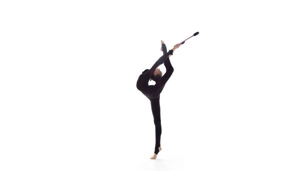 Rhythmic gymnast isolated on white - Zdjęcie, obraz