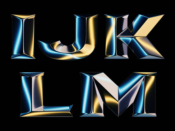 3d rendering of glossy chrome letters with shining lights effect - Photo, Image