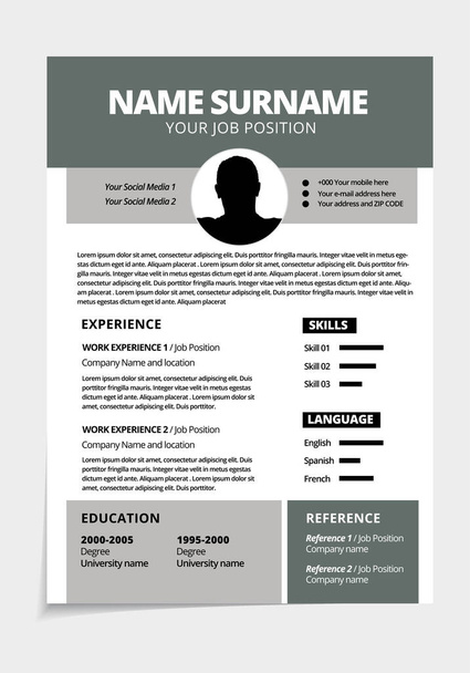 Resume design template minimalist cv. Business layout vector for job applications. A4 size - Vector, Image