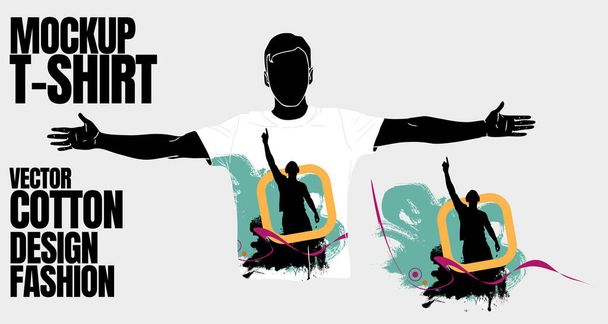T-shirt template with dancing people, vector - Vector, Image