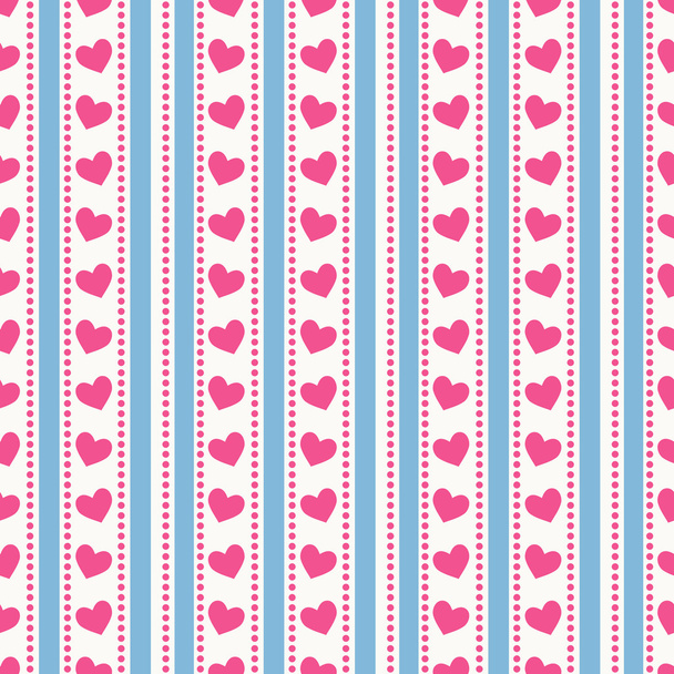 Striped pattern with hearts. Vector seamless background. - Διάνυσμα, εικόνα