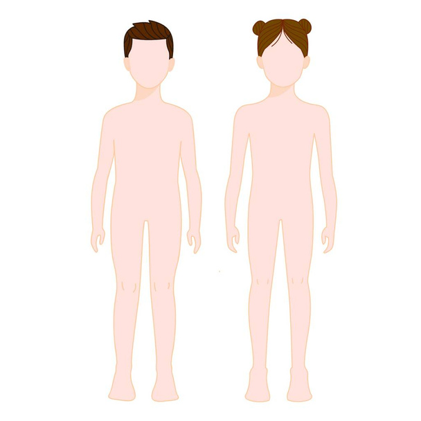 kids fashion body for fashion sketch, boy and girl - Vector, Image