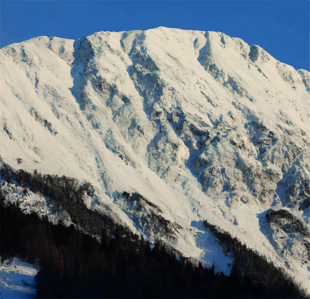 "Schneebedeckte Berge und Landschaft" - Vektor, Bild