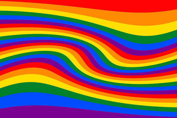 Wavy rainbow background of LGBT flag colors. Background, vector - Vector, Image