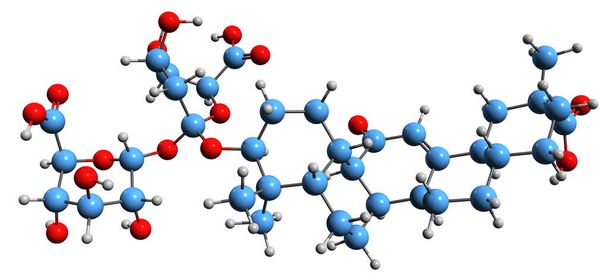  Imagen 3D de la fórmula esquelética de Glycyrrhizin - estructura química molecular del ácido glicirrícico aislado sobre fondo blanco - Foto, Imagen