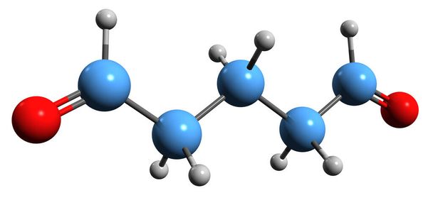 A glutársav dialdehid fehér alapon izolált molekuláris kémiai szerkezete - glutársav vázképlet 3D-s képe - Fotó, kép