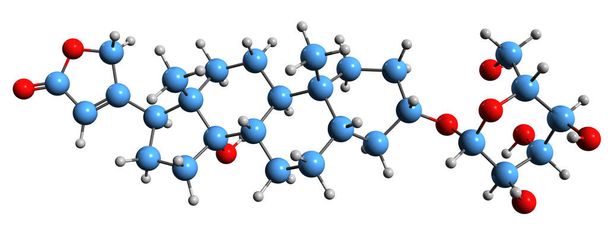  3D-s kép a dezglükouzarin csontváz formula - molekuláris kémiai szerkezete cardenolid izolált fehér alapon - Fotó, kép