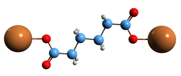  Imagen 3D de la fórmula esquelética del adifato de potasio - estructura química molecular del aditivo alimentario 357 aislado sobre fondo blanco - Foto, imagen
