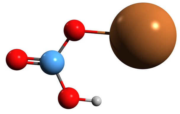  3D-kuva kaliumbikarbonaatista - kaliumvetykarbonaatin molekyylirakenteesta eristettynä valkoisella pohjalla - Valokuva, kuva