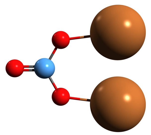 Immagine 3D della formula scheletrica del carbonato di potassio - struttura chimica molecolare della cenere di perla isolata su sfondo bianco - Foto, immagini