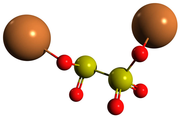 Wizerunek 3D wzoru szkieletowego metabisulfitu potasu - molekularna struktura chemiczna dodatku do żywności Disiarczyn potasu izolowany na białym tle - Zdjęcie, obraz
