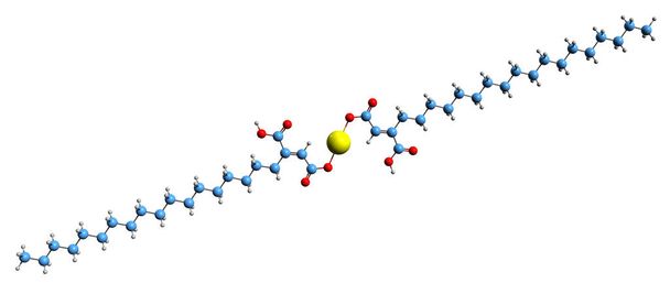  Imagen 3D de la fórmula esquelética del fumarato de estearoil de calcio: estructura química molecular del aditivo alimentario 486 aislado sobre fondo blanco - Foto, imagen