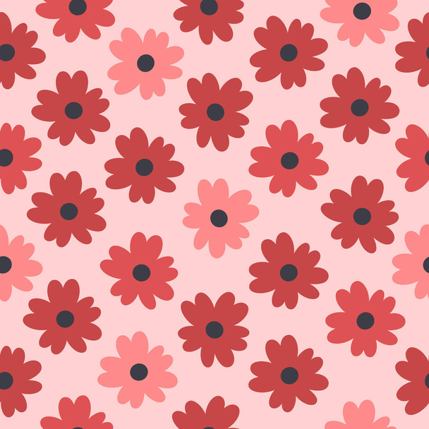 Flowers seamless pattern. Flat and hand drawn texture for wallpaper, textile, fabric, paper. Vector illustration - Vektori, kuva