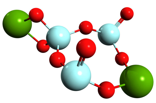 Imagen 3D de la fórmula esquelética de trisilicato de magnesio - estructura química molecular del compuesto inorgánico aislado sobre fondo blanco - Foto, Imagen