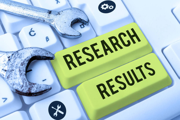 Znak tekstowy przedstawiający wyniki badań, Przegląd biznesowy wyników badania na podstawie zebranych informacji - Zdjęcie, obraz