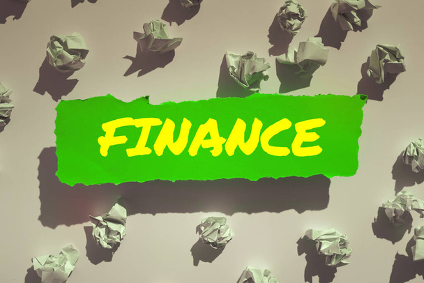 Señal de escritura a mano Finanzas, Concepto de negocio describe actividades asociadas con el apalancamiento bancario o el dinero - Foto, Imagen