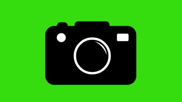 animacja ikony kamery wyłączonej lub nieaktywnej, na zielonym tle chromowanego klucza - Materiał filmowy, wideo