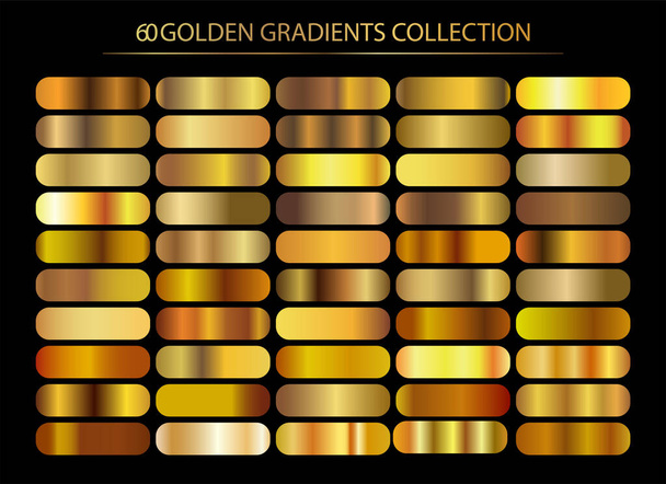 ゴールドのグラデーション背景ベクトル アイコン テクスチャ金属のイラスト フレーム、リボン、バナー、コイン、ラベル。現実的な抽象的な黄金デザイン シームレス パターン。エレガントな光と輝きベクトル テンプレート - ベクター画像