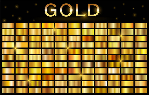 Collection of golden metallic gradient. Vector illustration. - Vektor, kép